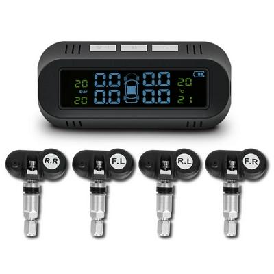 Wireless Solar + USB Auto TPMS Auto Bandenspanningscontrolesysteem + 4  Sensoren  Sensor Dubbele Display Solar batterij