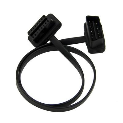 ELM327 OBD2 60cm Flat Thin As Noodle 16 Pin Male to Female Elbow Extension Cable Car Diagnostic Scanner Connector