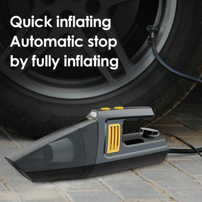 Licheers 4-in-1 Multifunctional Car Vacuum Cleaner Portable Handheld Air Pump with Tire Pressure Gauge LED Lighting for Home and Car