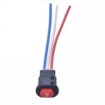 Motorcycle Switch Hazard Flash Light Switch Button Double Flash Warning Emergency Lamp Signal Flasher with 3 Wires Built-in Lock