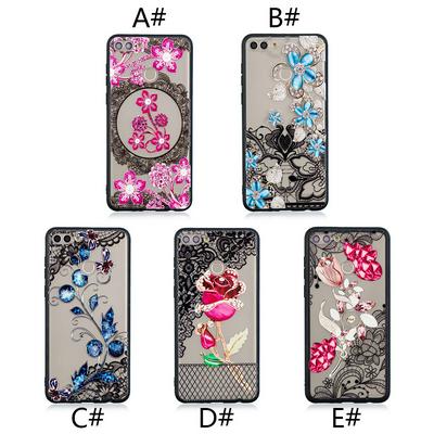 Diamond Studded 3D Colored Painting Lace Pattern TPU Back Cover Case for Huawei Y9 (2018) / Enjoy 8 Plus 