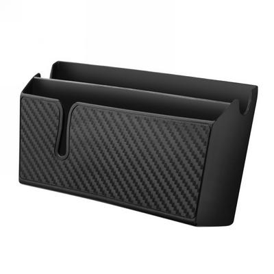Multi-Use Carbon Fiber Lines Paste Style Card Pen Key Coins Stowing Tidying Container Car Phone Holder Car Organizer Storage Box
