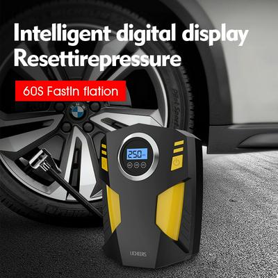 Licheers Newly Upgraded Metal Cylinder Intelligent Digital Display Portable 12V Car Tire Inflator for Car Motorcycles