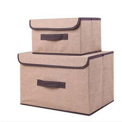2pcs Cotton And Linen Clothes Socks Toy Snacks Organizer Storage Box with Cap 