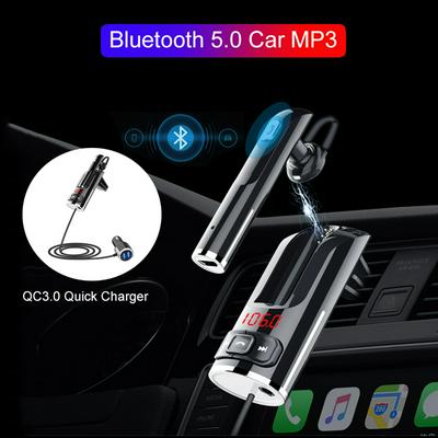 BC46 Bluetooth 5.0 Earphone with QC3.0 Quick Charger Hands-Free In-Car MP3 Player AUX Audio Play Car FM Transmitter 