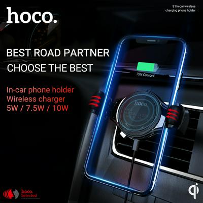 Hoco S1 Car Wireless Charger Phone Holder Air Outlet Mounting Bracket Qi Charging Adapter  