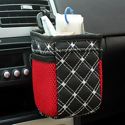 Auto Car Air Outlet Sundries Mobile Phone Hanging Storage Bag Holder with Net Pocket Car Interior Accessory