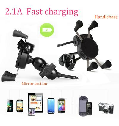 Motorcycle Fast Charging Mount Bracket Bike Mobile Phone Stand Holder With USB Charger Socket 