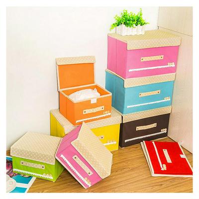 2pcs Multi-Functional Non-Woven Fabric Washable Folding Button Drawer Organizer Storage Box with Cover for Socks Underwear Ties Bra 