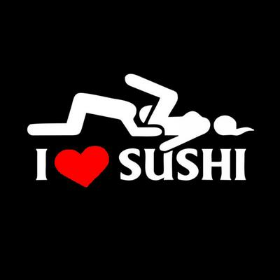 12x6cm I Love Sushi Sticker Car Window Truck Door Bumper Decal Vinyl Funny JDM Drift Rally PET Reflective Car Stickers Car Styling