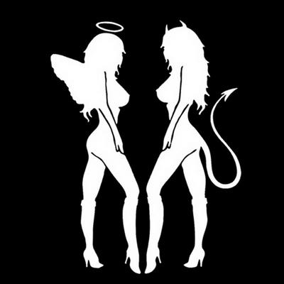 11*16cm Angel and Devil Sexy Girl Fun Personality Safety PET Reflective Car Sticker Decal Car Styling Accessories