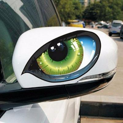 12.6x6.3cm 2pcs Creative Adhesive 3D Stereo Reflective Cat Eyes Car Auto Side Fender Sticker Rear View Mirror Decal