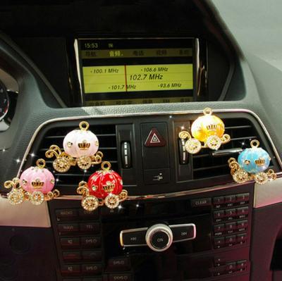 Crystal Decoration Pumpkin Shaped Natural Smell Fragrance Car Air Conditioner Air Freshener Car Perfume Clip Ornament Auto Interior Accessory
