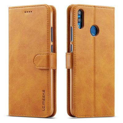 Magnetic Button Calf Pattern Shock-Absorption Side Flip PU Leather + Soft TPU Wallet Phone Case with Card Slot and Stand for HUAWEI Y9 (2019) / Enjoy 9 Plus