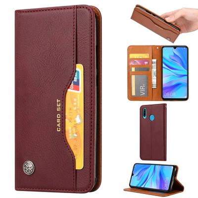 For Huawei P40 lite E Classic Knead Skin Pattern Magnetic Closure Anti-drop Flip Leather Case with Card Slot
