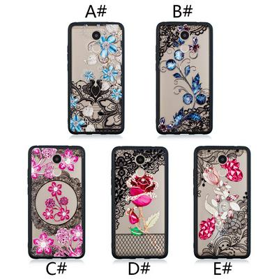 Diamond Studded 3D Colored Painting Lace Pattern TPU Back Cover Case for Huawei Y7 Prime / Holly 4 Plus / Enjoy 7 Plus
