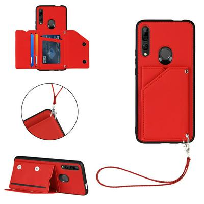 Skin Feel Card Slots Shockproof PU Leather Stand Wallet Phone Case with Hand Strap for HUAWEI P Smart Z