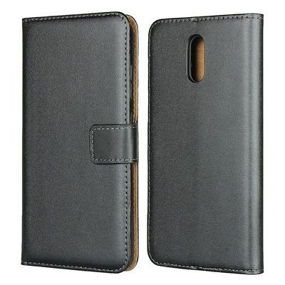 Plain Weave Shock-Absorption Side Flip Genuine Leather + Soft TPU Magnetic Buckle with Card Slots and Stand Wallet Case for Nokia 2.3