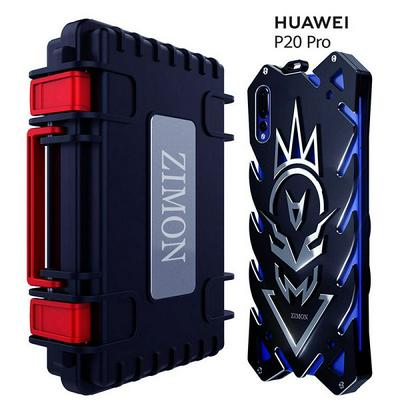Luxury Box Packing Zimon Vulcan Series Shockproof Aluminum Metal Back Cover Case for Huawei P20 Pro
