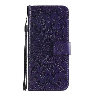 Embossed Flower Pattern Wrist Strap Style Shockproof Side Flip PU Leather + Soft TPU Card Slots with Magnetic Buckle and Stand Wallet Case for Huawei P40 Pro