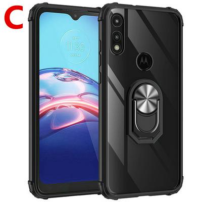 Acrylic Shockproof PC+TPU Case for Motorola Moto E (2020) Back Cover with 360 Degree Rotating Holder