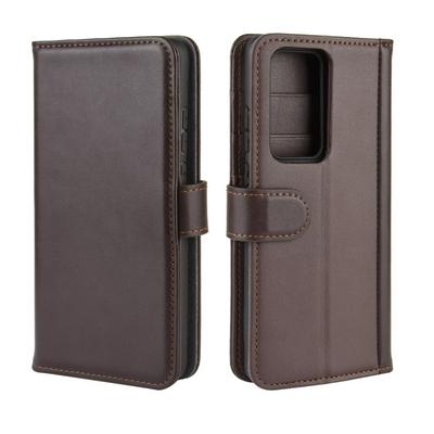 Litchi Pattern Side Flip Shockproof Genuine Leather + Soft TPU Magnetic Buckle with Stand and Card Slots Wallet Case for Huawei P40 Pro