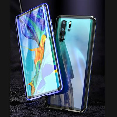 HD Transparent Tempered Glass Front Screen Protector + Magnetic Adsorption Back Cover Case for Huawei P30 Pro 