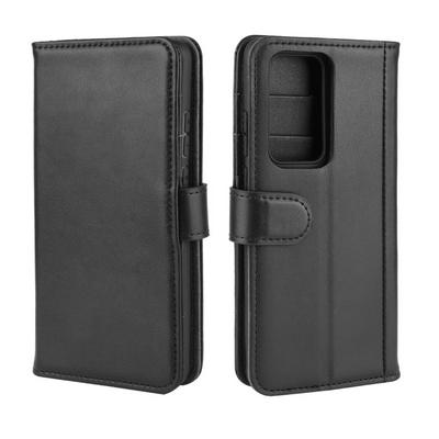 Litchi Pattern Shockproof Side Flip Genuine Leather + Soft TPU Magnetic Buckle with Stand and Card Slots Wallet Case for Huawei P40 Pro+