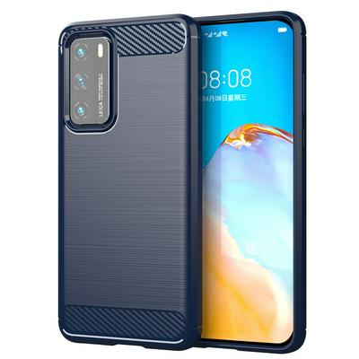 For Huawei P40 Carbon Fiber Drawing Series Scratch Resistant Shock Absorption Soft TPU Back Cover Case