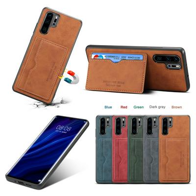 Anti-Drop Anti-Scratch PU Leather Coated Soft TPU with Magnetic Double Card Slot and Stand Back Cover Case for Huawei P30 Pro