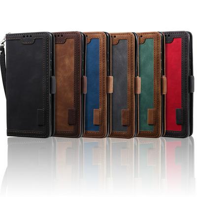 Retro Stitching Color Wrist Strap Style Side Flip Anti-Drop PU Leather + Soft TPU Picture Frame Card Slots with Magnetic Buckle and Stand Wallet Case for Huawei P30 Pro