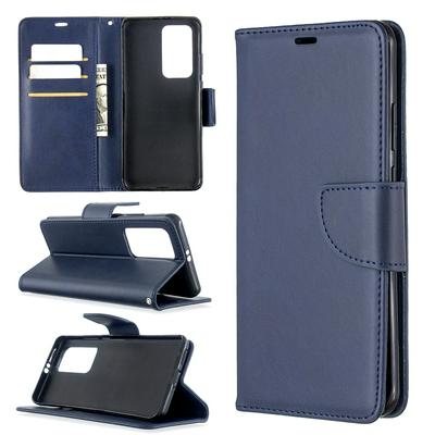Solid Lambskin Pattern Wrist Strap Style Anti-Fall Side Flip PU Leather + Soft TPU Stand with Magnetic Buckle and Card Slots Wallet Case for Huawei P40 Pro