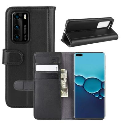 Litchi Pattern Shockproof Genuine Leather + Soft TPU Card Slots with Magnetic Buckle and Stand Wallet Case for Huawei P40 