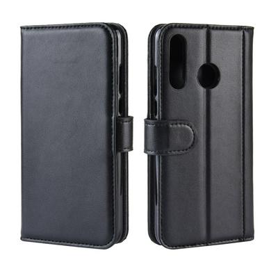 Litchi Pattern Shockproof Anti-Scratch Side Flip Genuine Leather + Soft TPU Card Slots with Stand and Magnetic Buckle Wallet Case for Huawei P30 Lite