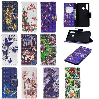 3D Colored Painting Anti-Drop Anti-Scratch PU Leather + Soft TPU Card Slots with Stand and Magnetic Buckle Wallet Protective Case for Huawei P30 Lite