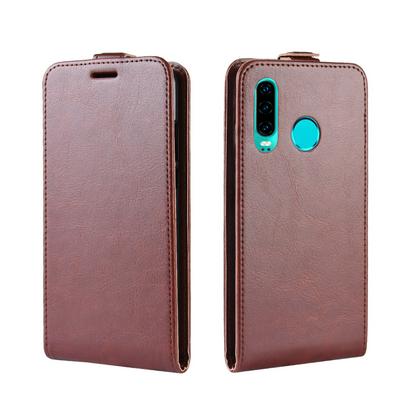 R64 Texture Single Fold Edge Up and Down Vertical Flip Shockproof PU Leather + Soft TPU with Card Slot and Magnetic Buckle Case for Huawei P30 Lite