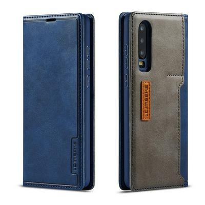 Simple Solid Color Magnetic Buckle Closure Shockproof Scratch Resistant PU Leather Wallet Phone Case with Card Slot for HUAWEI P30