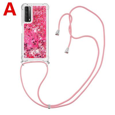 Quicksand Shock and Drop Resistant Soft TPU Back Cover Phone Case with Lanyard for HUAWEI P smart 2021