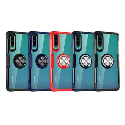 Airbag Drop Prevention Magnetic Attraction German High-Transparent Tempered Lens + Soft TPU with Kickstand Back Cover Case for Huawei P30