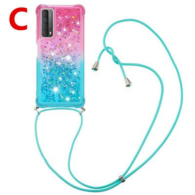 Gradient Shock and Drop Resistant Soft TPU Back Cover Phone Case with Lanyard for HUAWEI P smart 2021