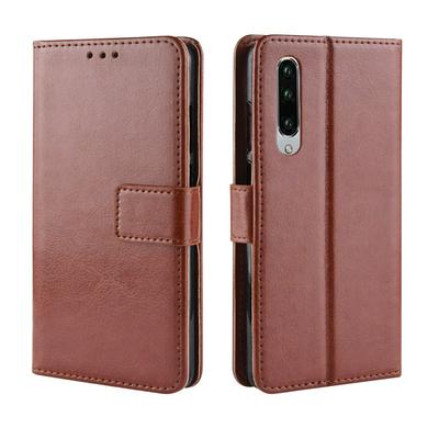 Solid Color Wrist Strap Style Shockproof Side Flip PU Leather + Soft TPU Card Slots with Stand and Magnetic Buckle Wallet Case for Huawei P30 