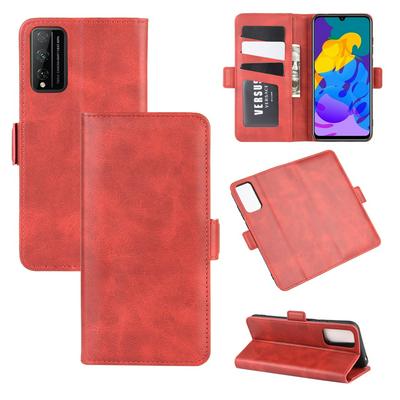 Retro Side Flip Shockproof Anti-Scratch PU Leather + Soft TPU Picture Frame Double Buckles with Stand and Card Slots Wallet Case for Huawei Honor Play 4T Pro