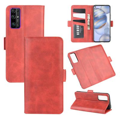 Retro Side Flip Shockproof Anti-Scratch PU Leather + Soft TPU Picture Frame Double Buckles with Stand and Card Slots Wallet Case for Huawei Honor 30