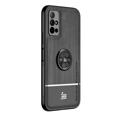 Ultra-thin Bionic Wood Grain Anti-fall Hard PC+ Soft Frame Back Cover Phone Case with Ring Buckle Bracket for HUAWEI Honor 30S