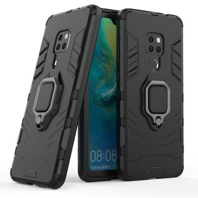 Black Leopard Series Armor 2 in 1 Detachable with Finger Ring Bracket Viewing Stand Support Hard PC + Soft TPU Hybrid Back Cover Case for Huawei Mate 20