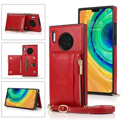 Fashion Crossbody Type Multi-purpose Zipper Drop Protection Flip Card Slots PU Leather Wallet Phone Case for HUAWEI Mate 30