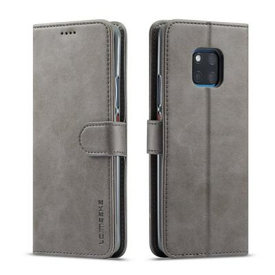 Magnetic Button Calf Pattern Shock-Absorption Side Flip PU Leather + Soft TPU Wallet Phone Case with Card Slot and Stand for HUAWEI Mate 20 Pro