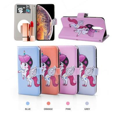 Pegasus Unicorn Pattern with Makeup Mirror PU Leather + Soft TPU with Stand Support and Card Holder and Wallet Slots Protective Case for Huawei Mate 10 Lite / Nova 2i / Maimang 6 