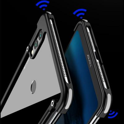 OATSBASF Back Hollow Three-Stage Stitching Design Anti-Drop Airbag Metal Bumper Frame Back Cover Protective Case for Huawei Honor Note 10