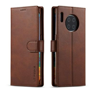 Magnetic Button Calf Pattern Shock-Absorption Side Flip PU Leather + Soft TPU Wallet Phone Case with Card Slot and Stand for HUAWEI Mate 30 Pro